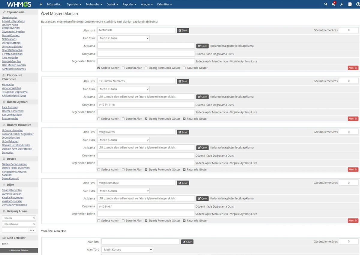 WHMCS Metunic Domain Kayıt Operatörü - Belge Yönetimi İlave Modülü