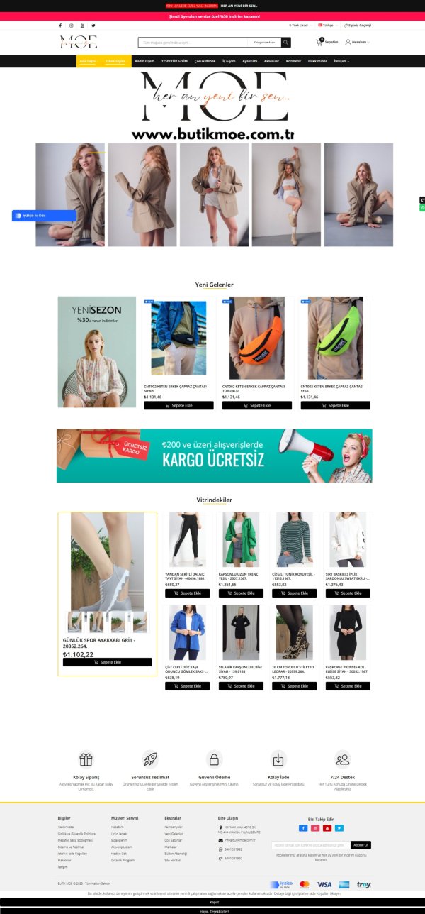 E-Ticaret Sitesi butikmoe.com.tr Web Site Tasarımı & Yazılımı